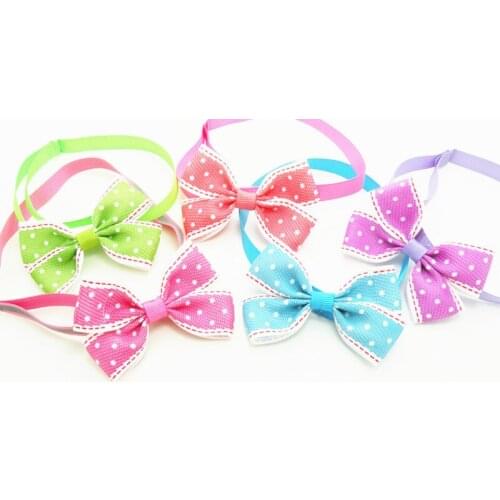 50PC/Lot Cat Dog Bow Ties Polka Dots Pet Dog Accessories For Small Dog Bowties Pet Grooming Supplies