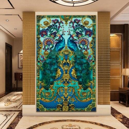 Full Square Drill 5D DIY Diamond Painting "Green peacock" Embroidery Cross Stitch Mosaic Home Decor Gift Y2861