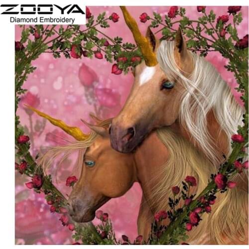5D DIY Diamond Painting Unicorn Love &Flowers Love Embroidery Diamond Painting Cross Stitch Rhinestone Mosaic Painting BJ1354