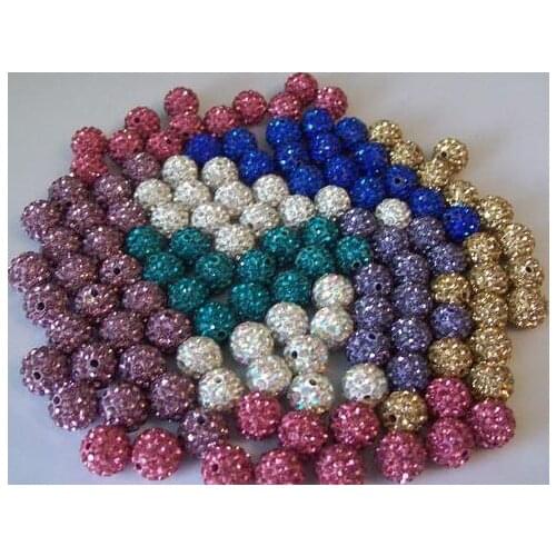 Free Shipping!10 mm 450pcs/lot Mix 25 color Fasion CZ Disco Ball Beads crystal Crystal