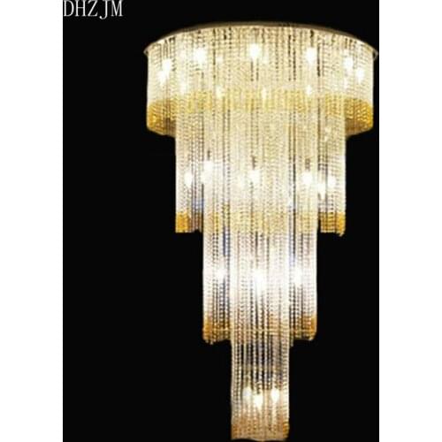Free Shipping Modern Round Design Crystal Chandelier For Lobby Lustres Stair Light Fixture L70*W70*H100cm