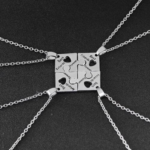 BFF Necklaces For 4 best friends forever Puzzle charm Necklace women Friendship Necklace Bestfriend Family Jewelry Gift