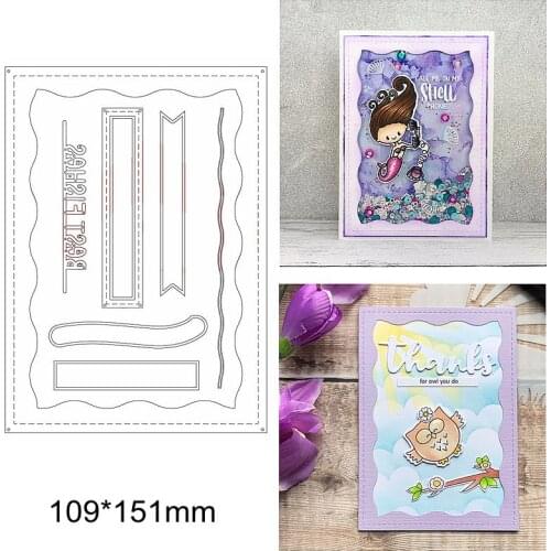 Letter Words Number Line Wave Ribbon Square Frame Metal Cutting Dies DIY Scrapbook Craft New Template Decorate Cards Album Photo