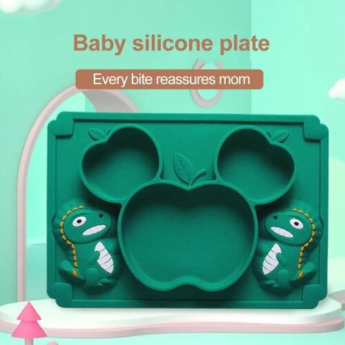 Baby Silicone Suction Plate Dinnerware Household Creative Cartoon Fork Cup Infant Eating Training Set Anti-fall Bowl Tableware