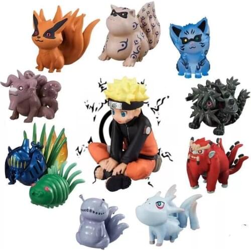 Naruto11pcs/lot Uzumaki Tailed Beasts Shukaku Gyuki Kurama Isobu Son Kokuo Saiken Chomei Shinju action figure toys Kurama