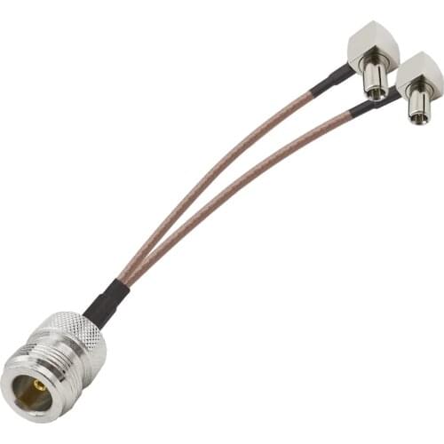 N Female to 2 X TS9 Male Connector External Antenna Adapter Cable N Type to Dual TS9 Splitter Combiner Y Type Cable Pigtail RG3