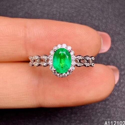 KJJEAXCMY fine jewelry 925 sterling silver inlaid natural emerald ring fashion girls ring support test hot selling