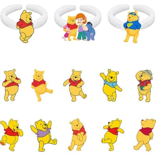 Disney Handsome Winnie The Pooh Cartoon Classic Cute Image Acrylic Ring Animated Character Pattern Ring Epoxy Ring