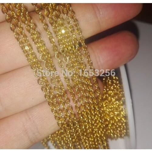 In bulk 5meter/ lot 2.2mm thin Stainless Steel 18k Gold plated Flattened Link Chain Jewelry Finding /Marking Chain strong