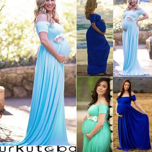 Citgeett Summer New Lace Maternity Photography Props Long Pregnancy Dress Clothes For Pregnant Women