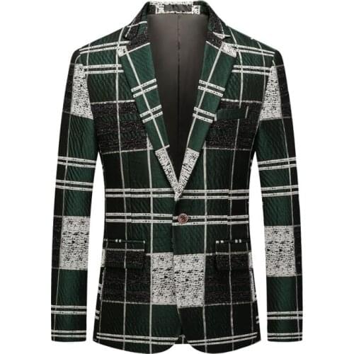 Very Good Quality Cotton Plaid Blazer Men 2021 New Arrivals Slim Fit Casual Blazers Brand Clothing Male Jacket 603