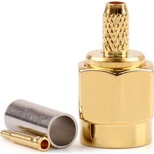 Areyourshop SMA Male Crimp RG174 RG316 LMR100 Cable Straight 50 Ohm 10Pcs Gold plating Connector Plug Jack