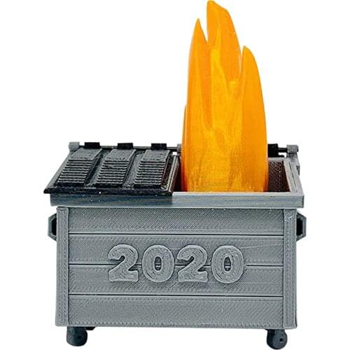 4 Colors Commemorate 2020 Souvenir Decoration Trash Can Shape Dumpster Ornament With LED Lights Gift For Family