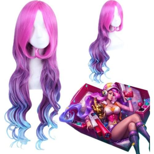 70CM Lol Cosplay Wig League of Legends Miss Fortune Long Wavy Ombre Heat Resistant Synthetic Hair Peluca Anime Costume Wigs