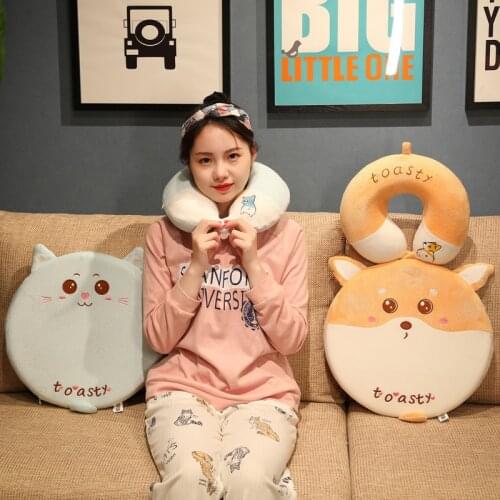 30/40CM Cute Cartoon Animals Neck Pillow And Super Soft Plush Chair Seat Cushion Office Chair Cushion For Girlfriend Gifts