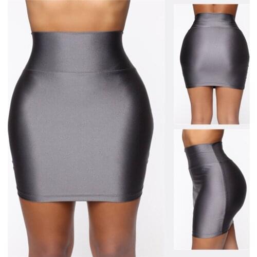 Casual Silk Solid color Mini Skirt Women Summer Office Lady High Waist Elegant Satin Short Skirts Fashion Ladies Four seasons