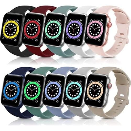 Silicone Strap For Apple Watch band 6 44mm 42mm 40mm 38mm Smart rubber watchband bracelet iWatch band for Series 6 SE 5 4 3 2 se