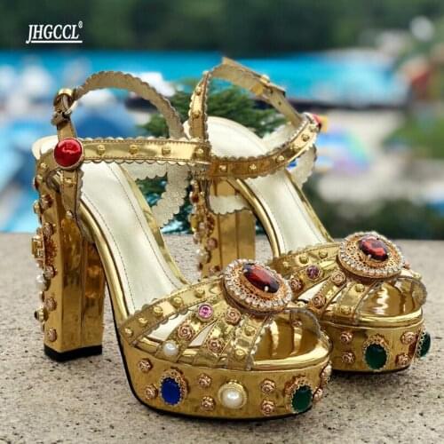 Romanesque womens shoes ornate gemstone diamond princess wedding shoes waterproof platform womens shoes best womanT1