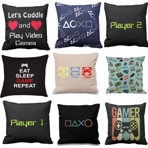 Hidden Zippered Pillowcase Gamer Game Controller 18X18Inch,Funny Video Game Sofa Throw Pillow Case Square Gaming Game Gifts Dad