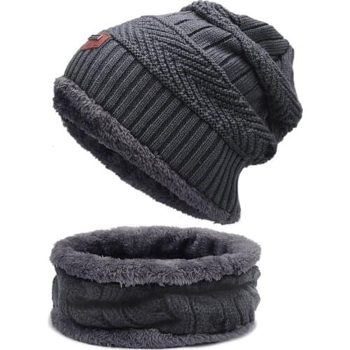 Warmer Knitted Beanies Hat Scarf Set For Women Men Winter Outdoor Beanies Hat With Lining Thick Warm Knited Caps Skullies Bonnet