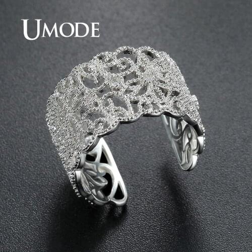 UMODE Cute Cocktail Rings for Women Adjustable Open Rings Whote Gold Party Jewelry Hollow New Design Accessories 2019 UR0372B