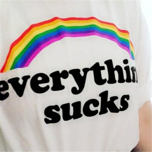 Ladies T-shirt Simple White Round Neck Short Sleeve tee shirt female everthing Sucks Tshirt Fashion New Summer T Shirt