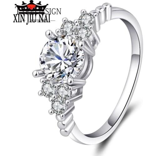 2 colors Zirconia Stone Bridal Rings Crystal Flower Simple Finger Ring For Women Jewelry Accessories Wedding engagement ring