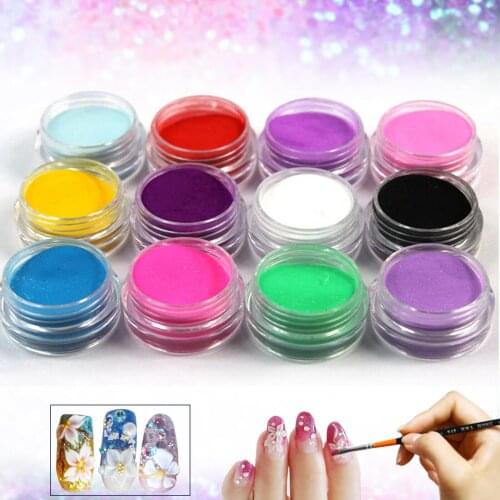 12 Pcs Mix Colors Acrylic Powder Nail Art Dust Powder Decoration for Tips