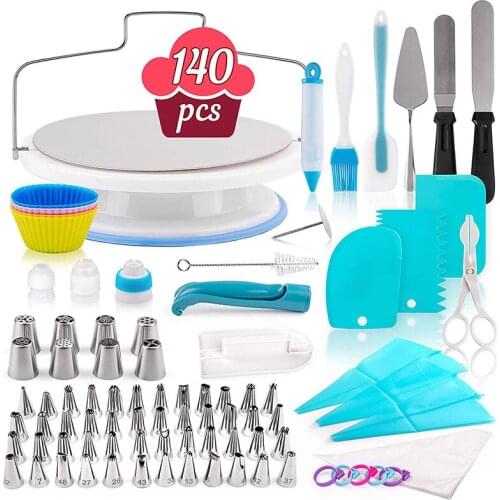 140Pcs Cake Decorating Tools Set Turntable Pastry Bags Nozzle Bakware Baking Accessories Baking Tool Cake Baking Set Baking Tool