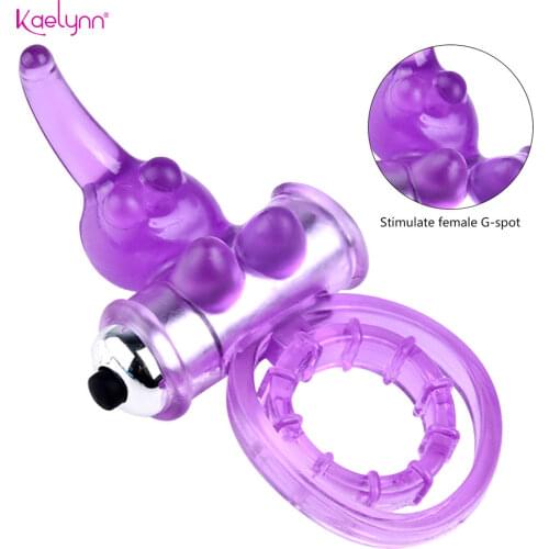 2 in 1 Male Penis Rings Lock Time Delay Ejaculation G-spot Vibrating Penis Rings Stimulate Clitoris Erotic Sex Toys For Men