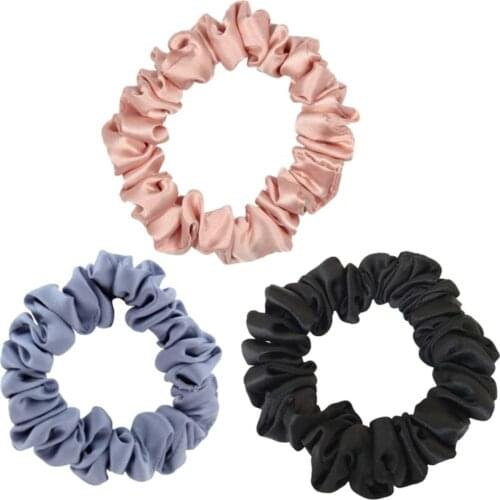 3 PCS SET / Silk Hair Clasp Women Original %100 Pure Silk Scrunchie Elastic Multicolor Hair Band Ponytail Holder Headband
