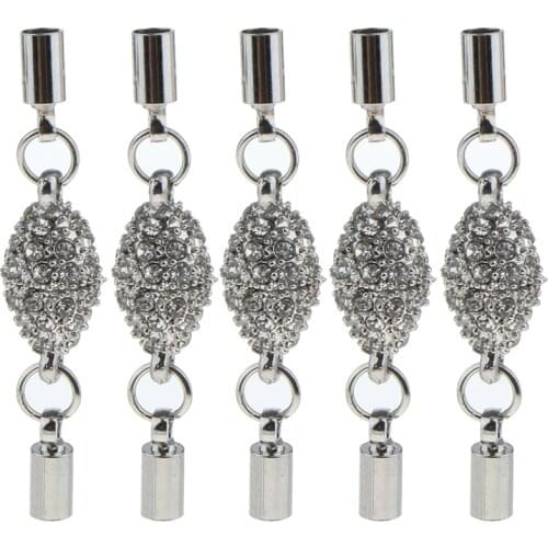 5 Pieces Sliver Crystal Magnetic Clasps DIY Necklace Bracelet Converter
