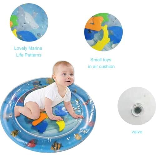 55cm Baby Colorful Inflatable Water Play Mat Tummy Time Infant Fun Mat Child Development Play Center with Hand Inflator Pump