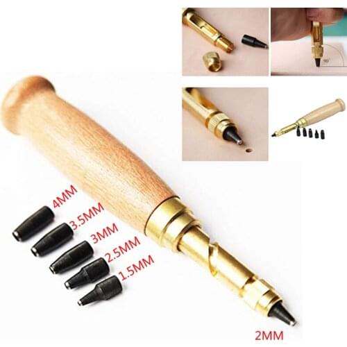 6pcs/Set unchers Automatic Belts Punch Replaceable Long Mute Rotary Punching Leather Craft Tools