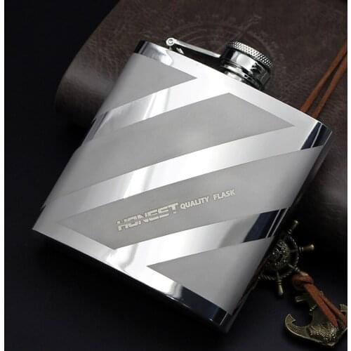 6 oz 304 flagon portable portable small flagon metal stripes