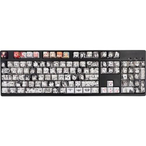 PBT 108 key Ahegao Keycap Dye Sublimation OEM Profile Anime Keyboard Keycap