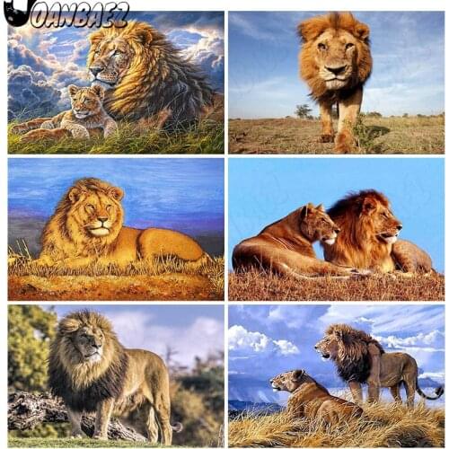 Lion Diamond Painting Grassland Animal Mosaic Kit 5D Diy Cross Stitch Embroidery Hand Inlaid Wall Decoration Gift Design
