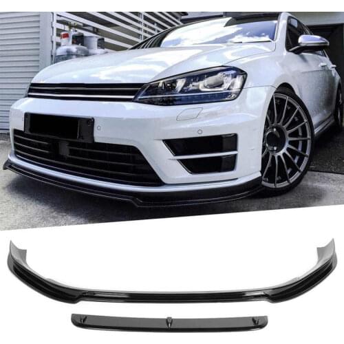 Car Spoilers Glossy Black for RevoZport Style Double Lip Front Spoiler Splitter for MK7 R 2013 2014 2015 2016