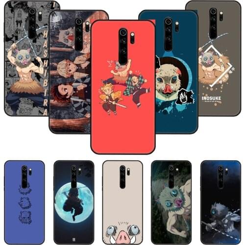 Phone Case For Xiaomi Redmi Note 8 8T 7 7A 9 9S 8A 4 5 Pro Black Cover Funda Soft Waterproof 3D Demon Slayer Hashibira Inosuke