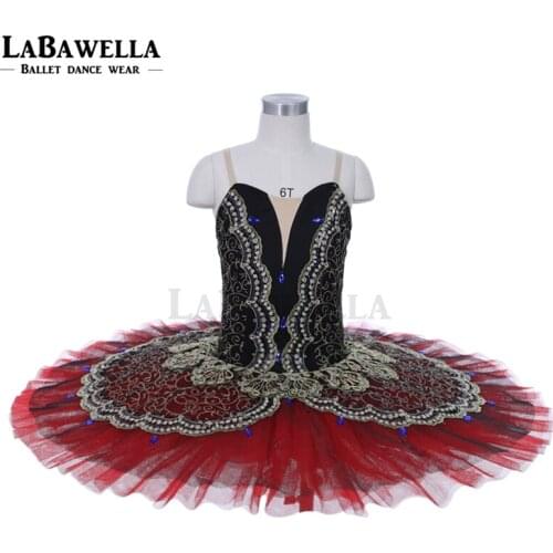 Black Red Professional Ballet Tutus Women La esmeralda Performance Costume Pancake Tutu For Girls JY003A