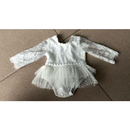 Newborn Baby Girls Princess Romper Dress Flowers Lace Long Sleeve Button Jumpsuits 0-24M