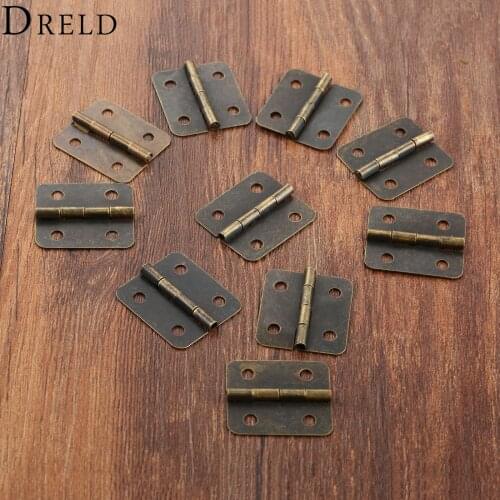 DRELD 10Pcs 30*25mm Antique Cabinet Hinges Furniture Accessories Door Hinges Drawer Jewellery Box Hinges For Furniture Hardware