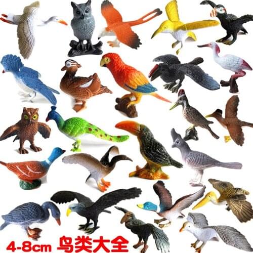 Home Decor Figurines Miniatures Pvc Plastic Simulated Rubber Flying Bird Swan Goose Eagle Parrot Peacock Owl Model Toys