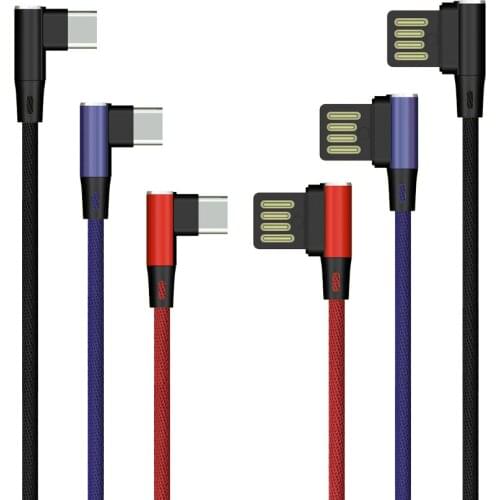 USB Type C Cable 90 Degree USB C Charger Cord Fast Charging USBC Type-c Cable for Samsung S10 S8 Oneplus 6t 6 5 USB-C 500pcs