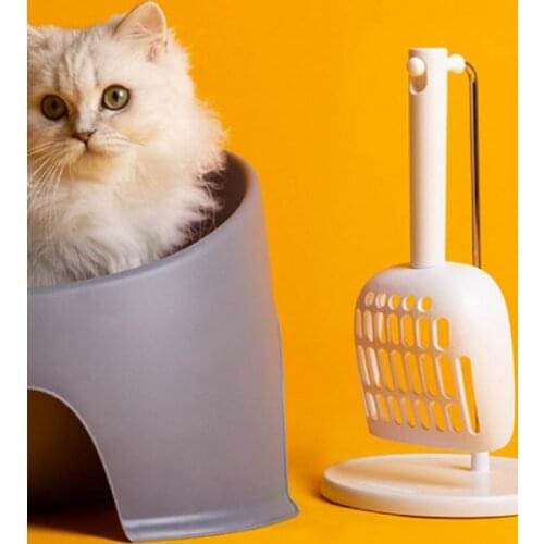 Cat Litter Scoop with 4 Different Filter Holes Cat Litter Shovel with Storage Base Set Pet Kitten Cleaning Supplies, 3 Colors