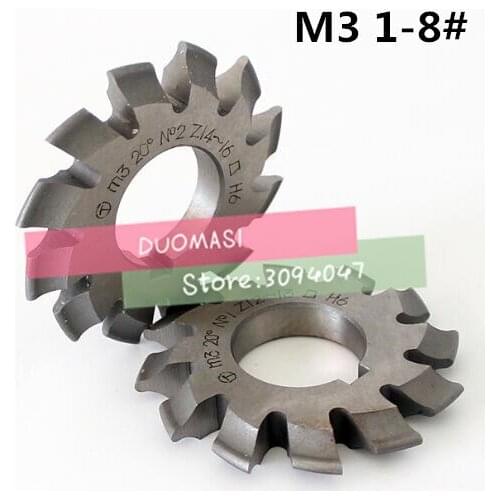 M3 modulus PA20 degrees HSS Bevel Gear cutter Bevel Gear Milling cutter 1-8# 8pcs/let Free shipping