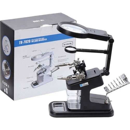 Multifunctional 3X/4.5X/25X Welding Magnifying Glass LED Light Auxiliary Clip Loupe Desktop Magnifier Soldering Iron Repair Tool