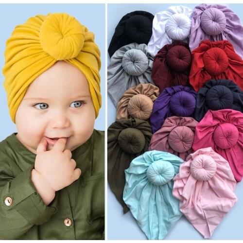 Fashion Baby caps Donut Hat Newborn Elastic Cotton Caps Infant Girls Turban Beanie Cap photography photo accessories Soft Hats