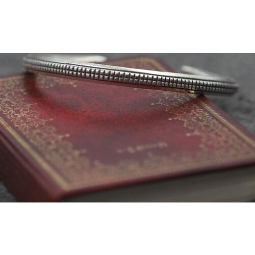 Thick Open Ended Retro Thai Silver Thailand Chiang Mai Handmade Silver S925 Sterling Silver Men And Women Bangle