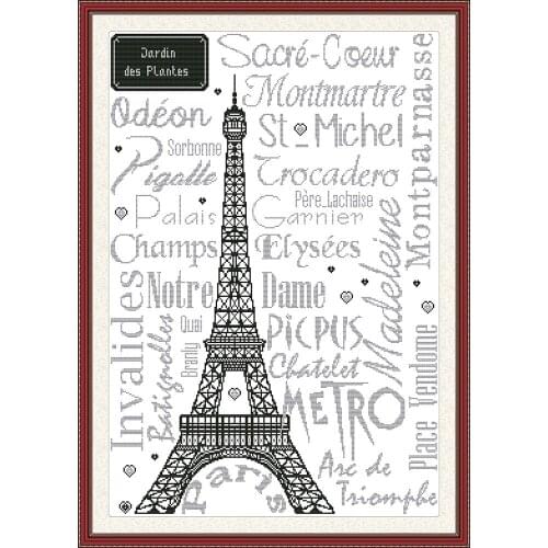 Everlasting Love Eiffel Tower Chinese Cross Stitch Kits Ecological Cotton 11 CT Stamped DIY Christmas Decorations For Home Gift